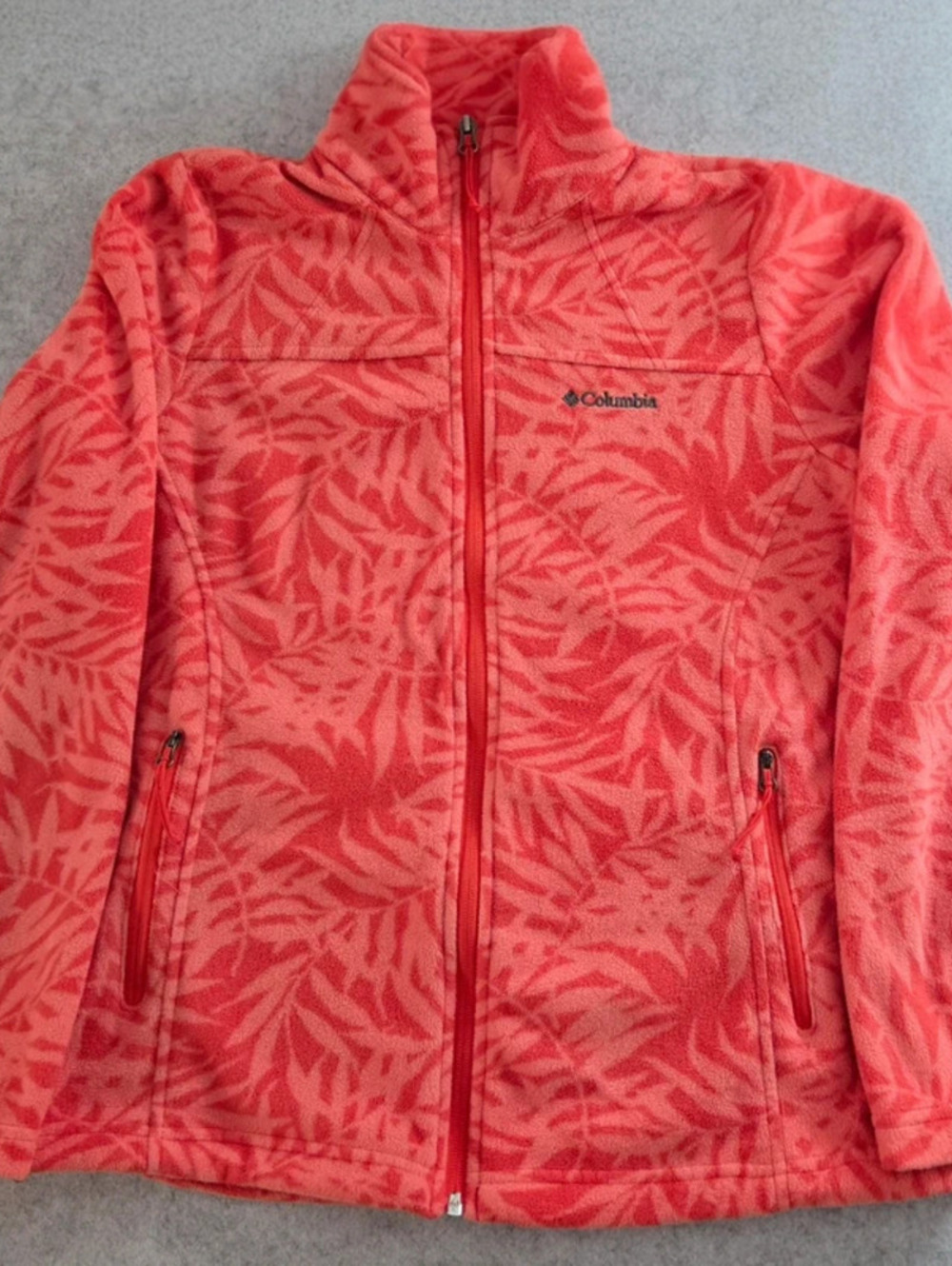 Columbia Women's Coral Leaf Print Fleece Jacket Full Zip with Zip Pockets - S